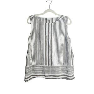 J. Jill Love Linen tank Tunic sz L Large Striped neutral minimalist beachy boho